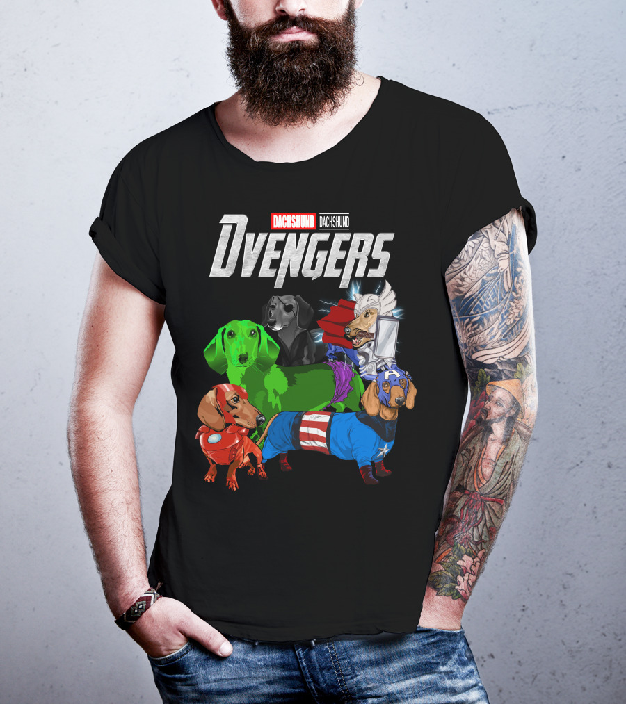 Dachshund Dvengers Dogs In Superhero Costumes T-Shirt
