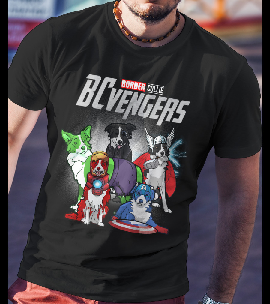 Border Collie BCvenger Superhero Dogs Ensemble T-Shirt