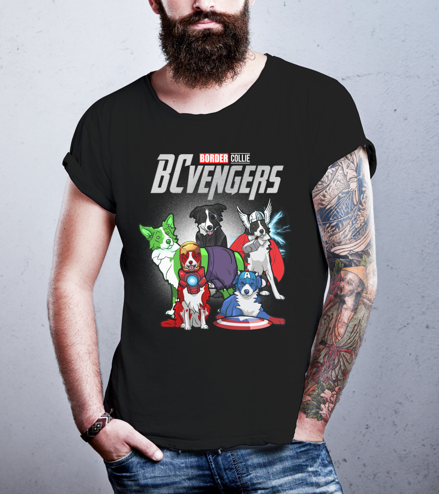 Border Collie BCvenger Superhero Dogs Ensemble T-Shirt