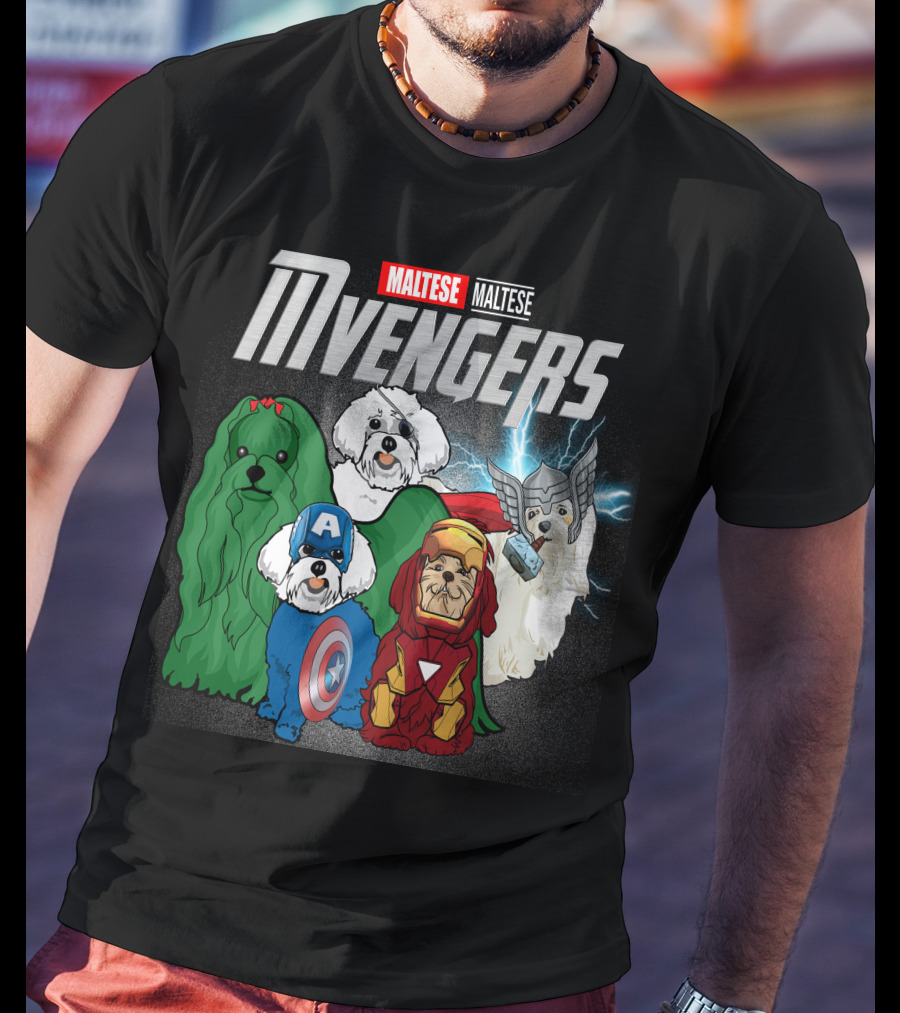 Maltese Mvengers Superhero Dogs T-Shirt