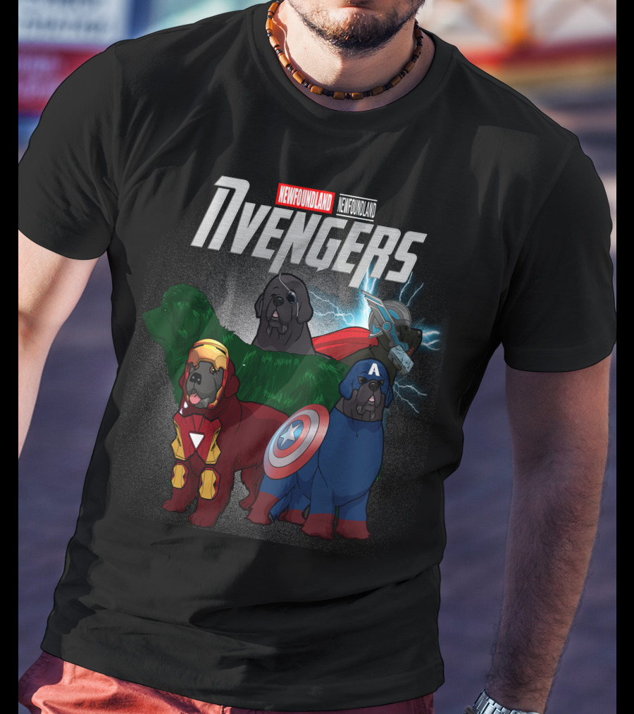 Newfoundland Avengers Dog Parody Marvel Superheroes T-Shirt