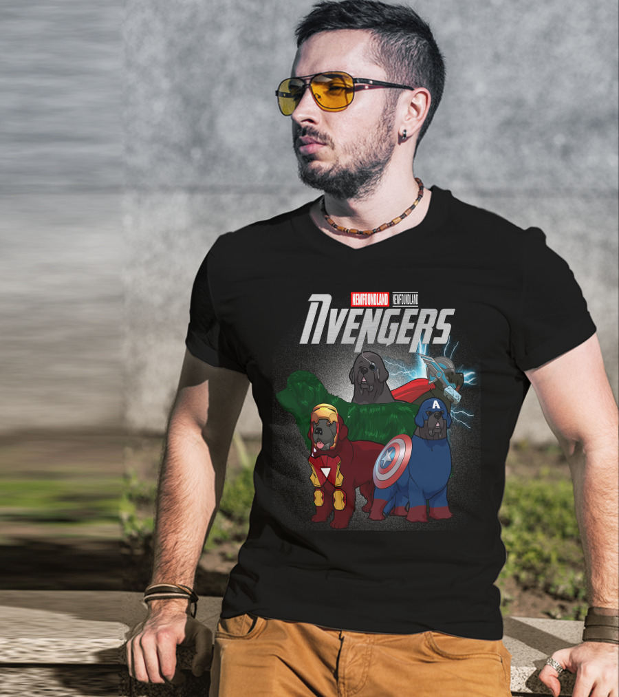 Newfoundland Avengers Dog Parody Marvel Superheroes T-Shirt