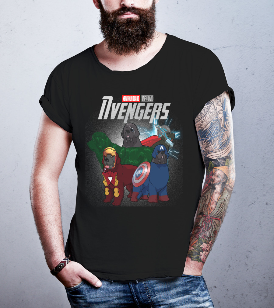 Newfoundland Avengers Dog Parody Marvel Superheroes T-Shirt