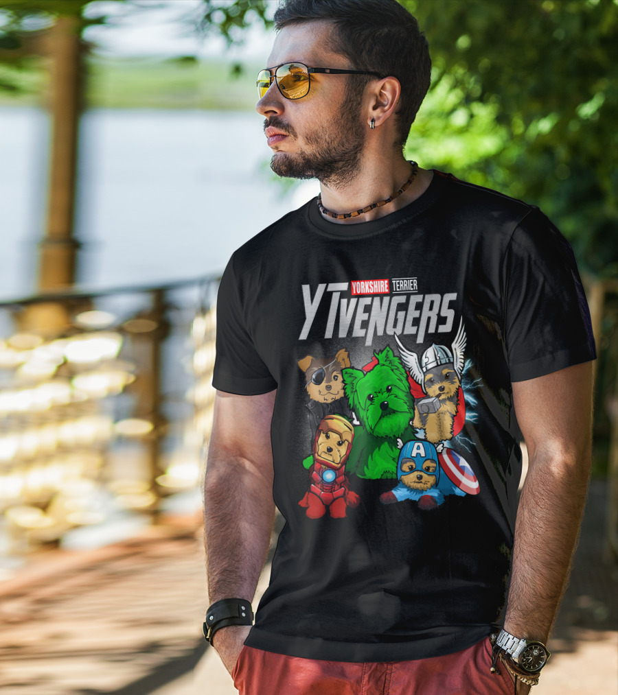 Yorkshire Terrier YTvengers Superhero Pups In Iconic Costumes T-Shirt