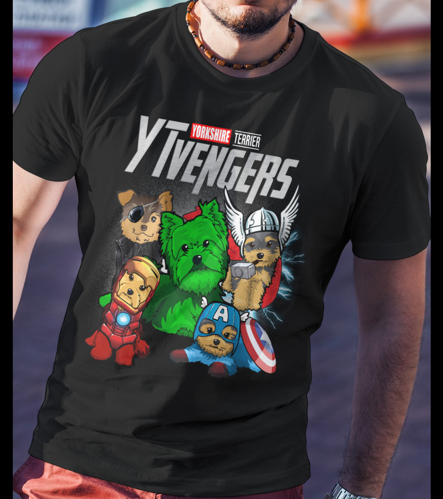 Yorkshire Terrier YTvengers Superhero Pups In Iconic Costumes T-Shirt