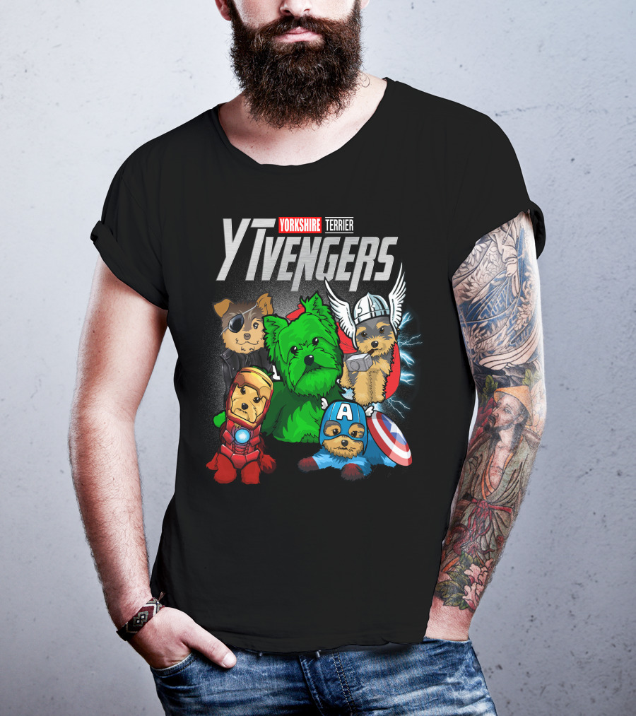 Yorkshire Terrier YTvengers Superhero Pups In Iconic Costumes T-Shirt