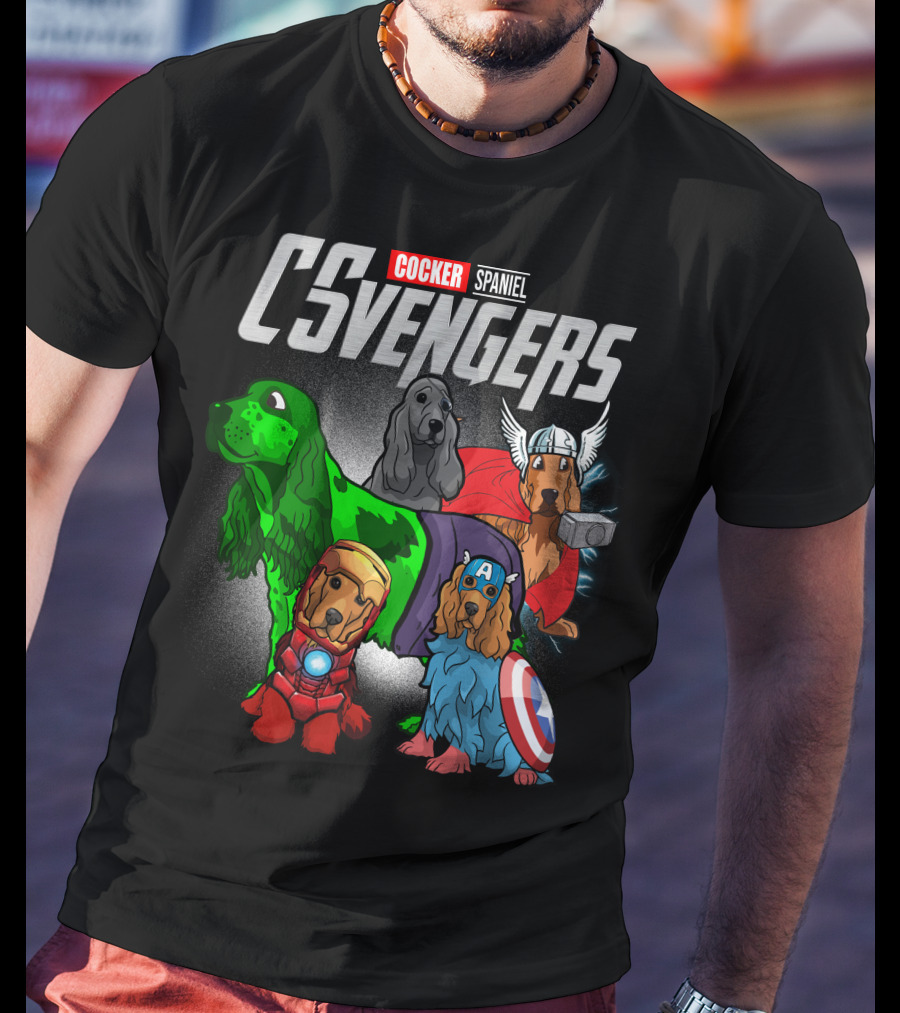 Cocker Spaniel CSvengers Superhero Dog Parody Avengers T-Shirt