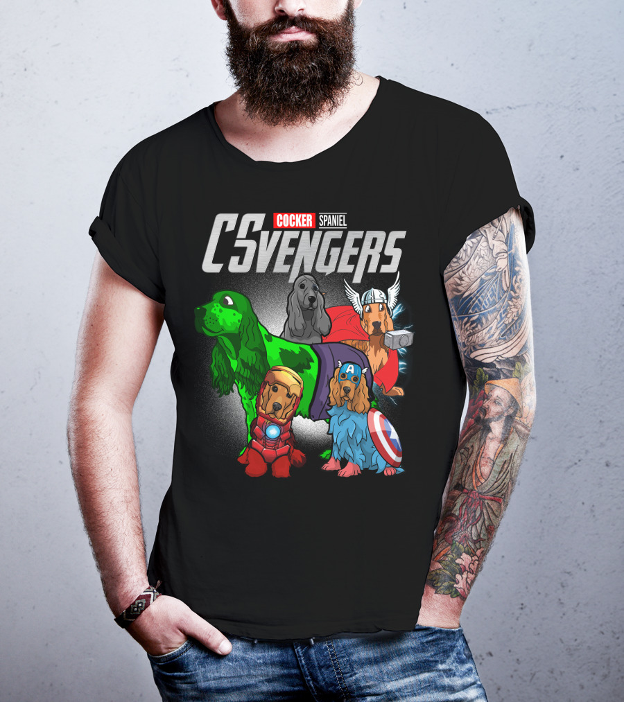 Cocker Spaniel CSvengers Superhero Dog Parody Avengers T-Shirt