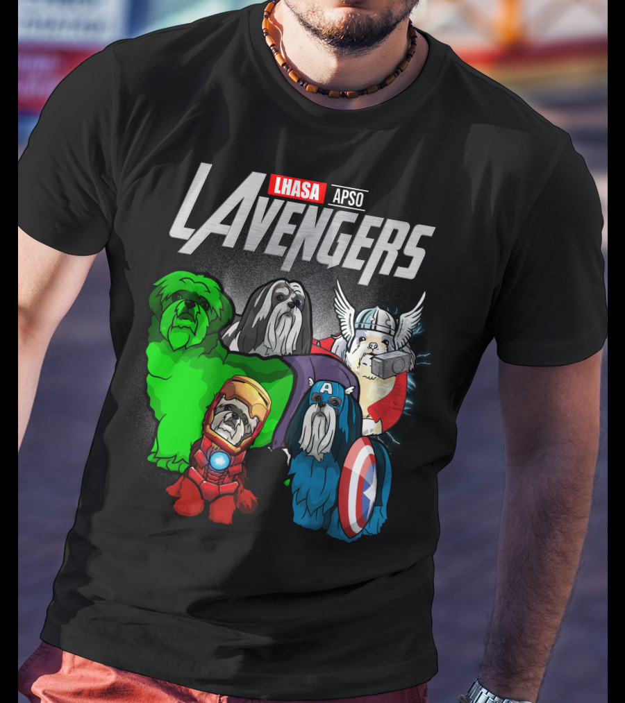 Lhasa Apso LAvengers Comic Superhero Dogs T-Shirt