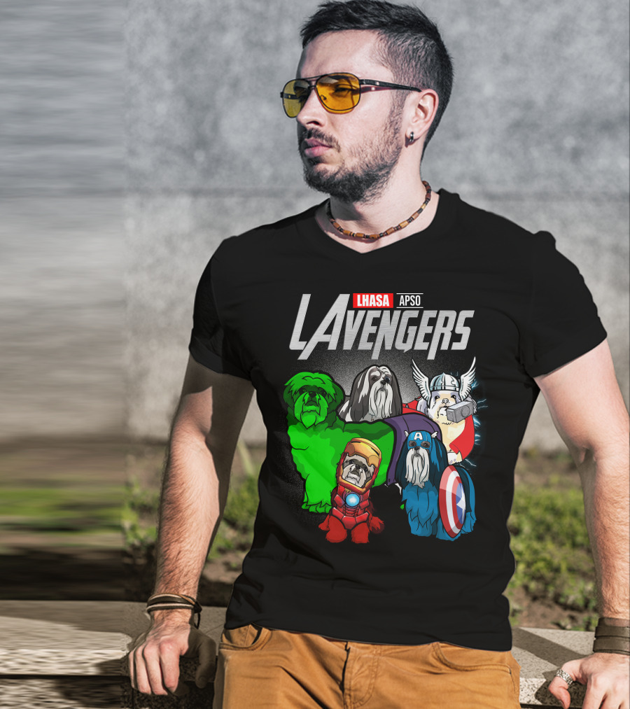 Lhasa Apso LAvengers Comic Superhero Dogs T-Shirt