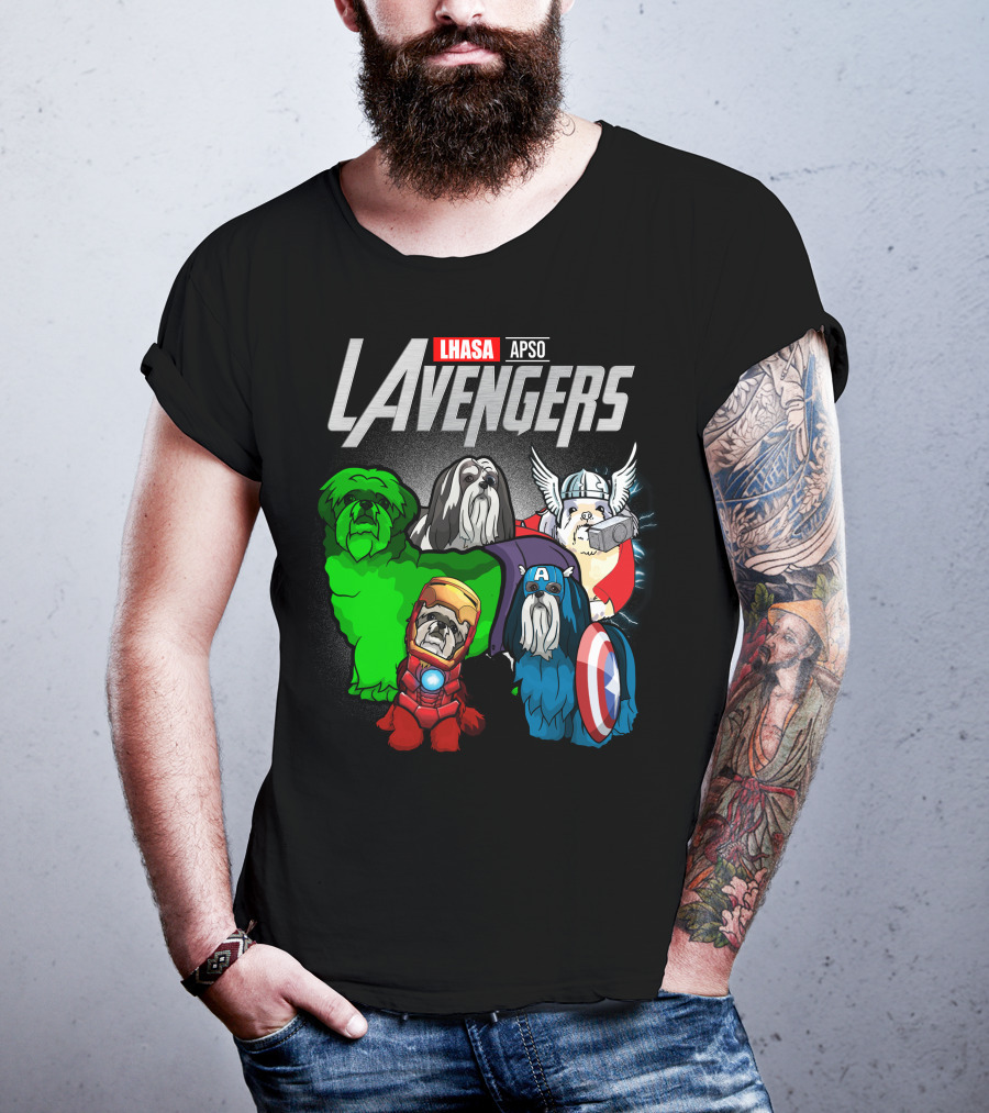 Lhasa Apso LAvengers Comic Superhero Dogs T-Shirt