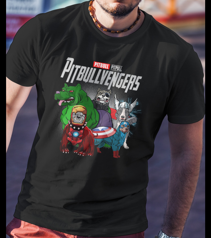 Pitbull Pitbullvengers Marvel Superhero Dogs T-Shirt