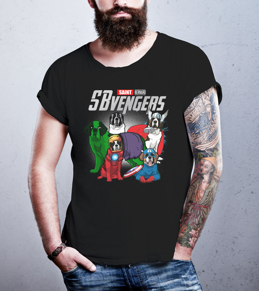 Saint Bernard SBvengers Avengers-Inspired Dog Heroes T-Shirt