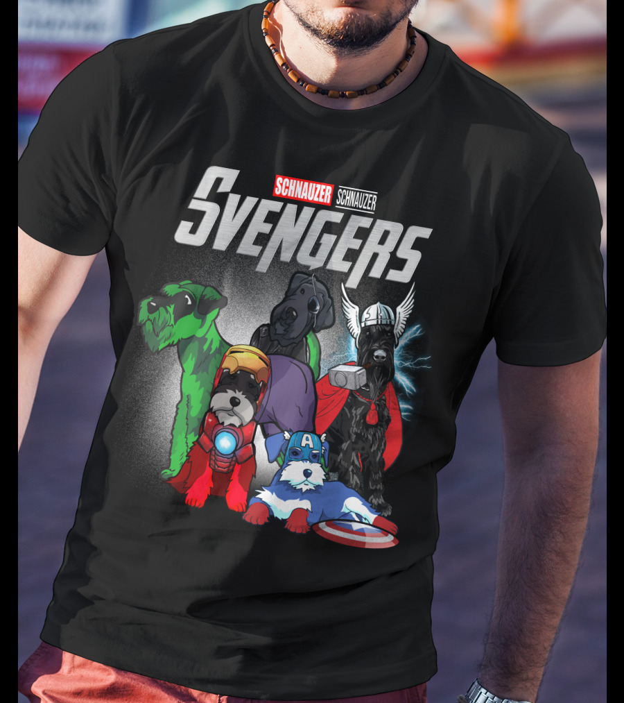 Schnauzer Svengers Marvel Parody With Superhero Dogs T-Shirt