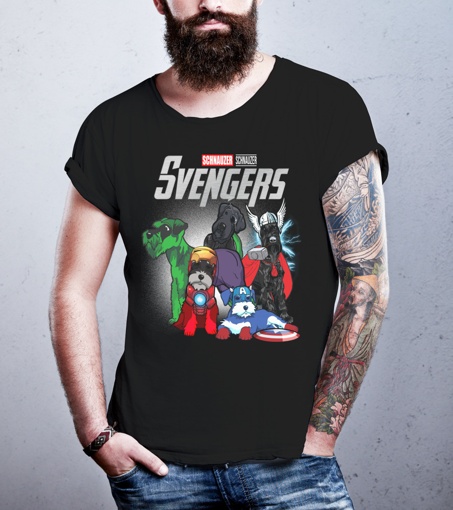 Schnauzer Svengers Marvel Parody With Superhero Dogs T-Shirt