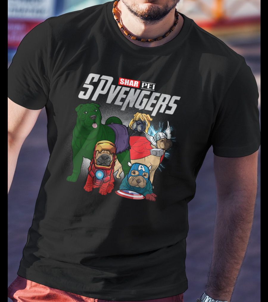 Shar Pei SPvengers Avengers Dog Parody Pug Superheroes T-Shirt