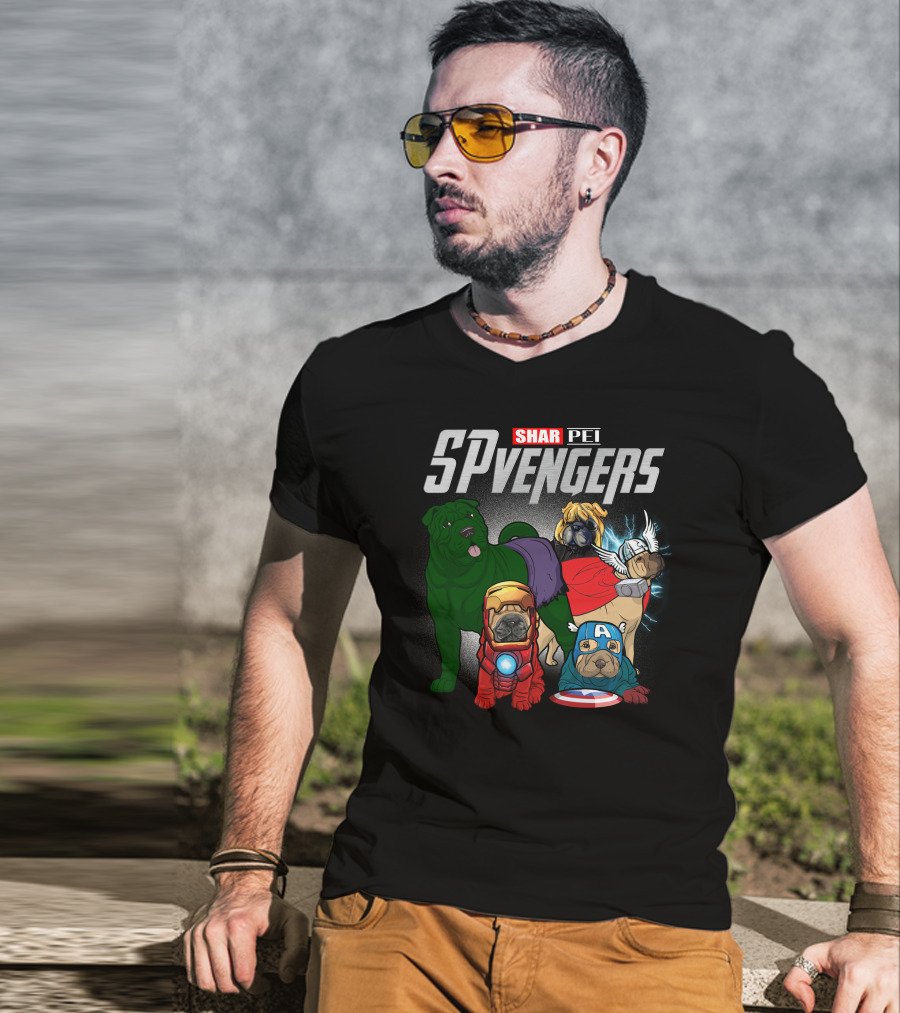 Shar Pei SPvengers Avengers Dog Parody Pug Superheroes T-Shirt