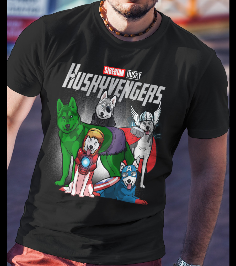 Siberian Husky Huskyvengers Superhero Dogs T-Shirt