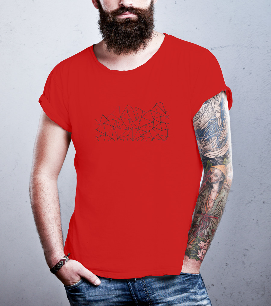 Ab Peaks Geometric Triangles Pattern Minimalist Black T-Shirt