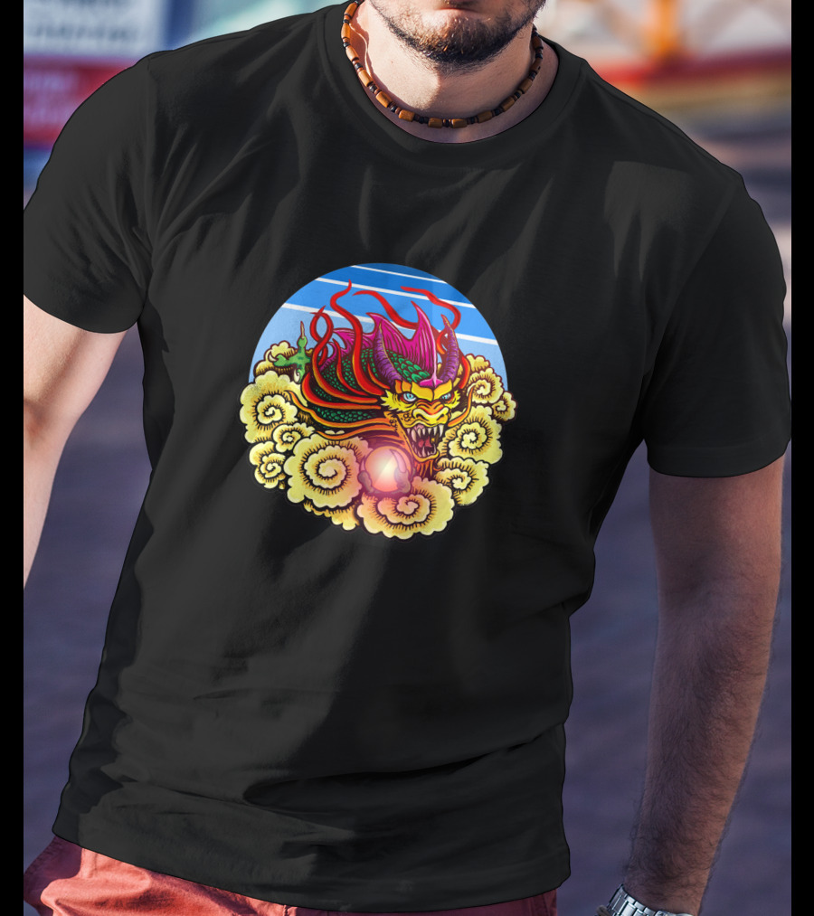 Air Dragon 1182381 Vibrant Celestial Beast Amidst Glowing Clouds And Sky T-Shirt