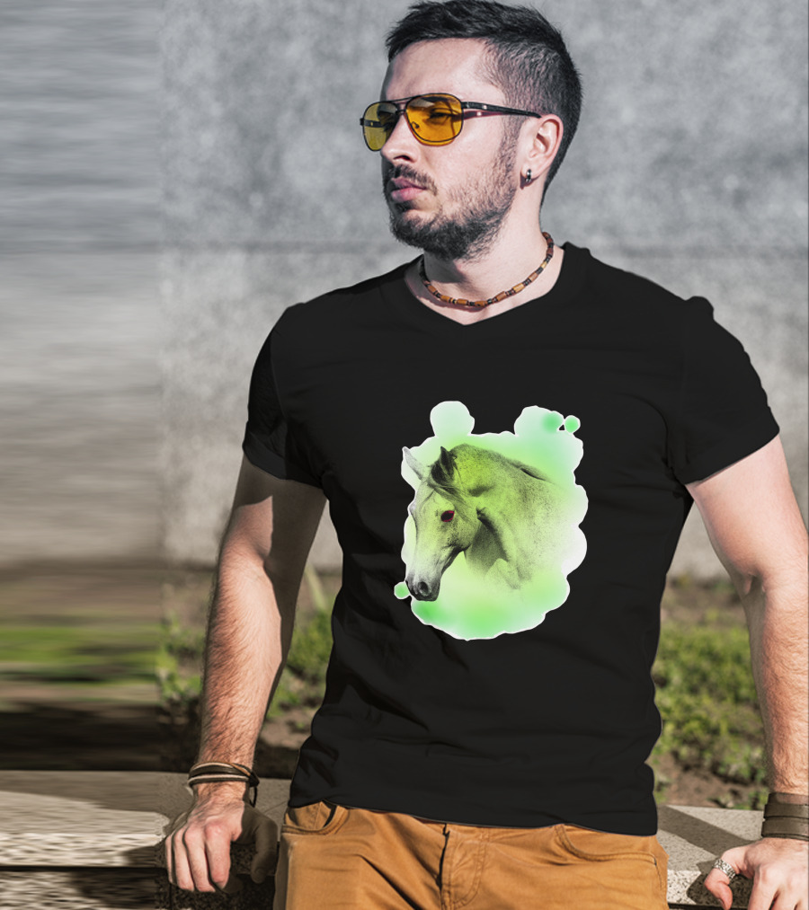 Arabic Horse Neon Green Art 334448 T-Shirt