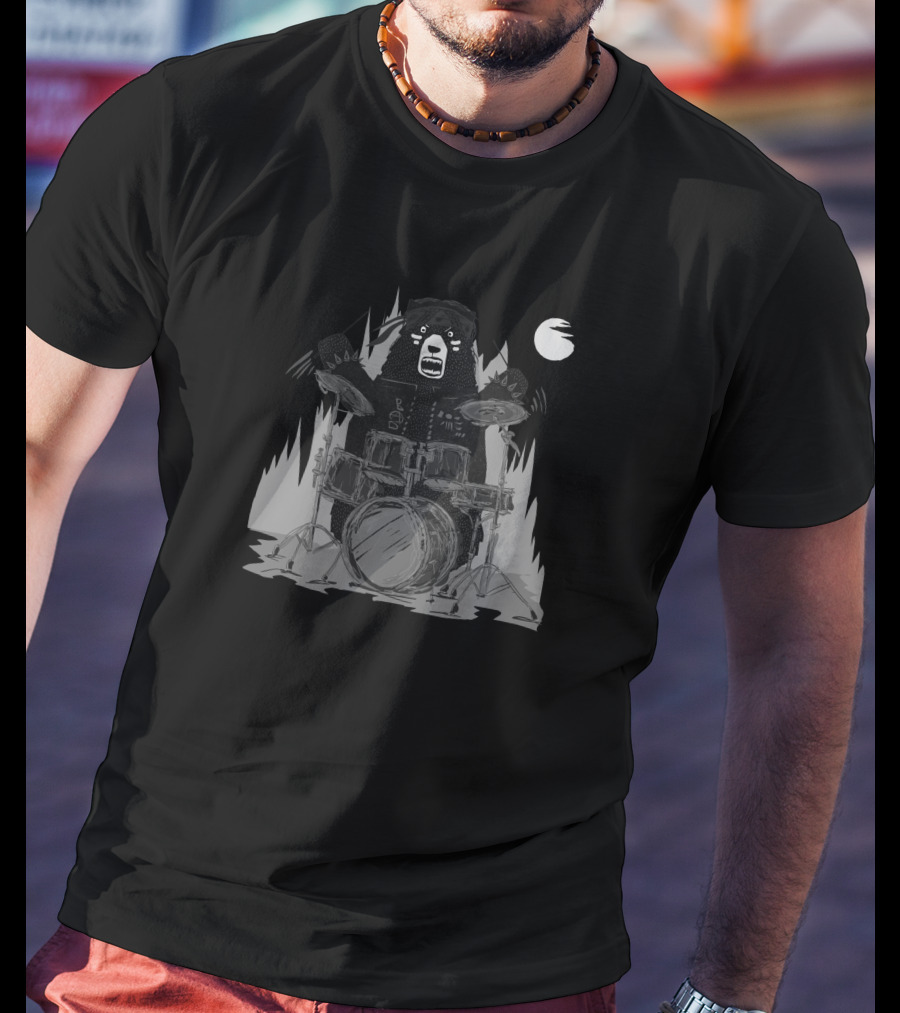 Bad Bear Band Drumming Under Moonlight 1733224 T-Shirt
