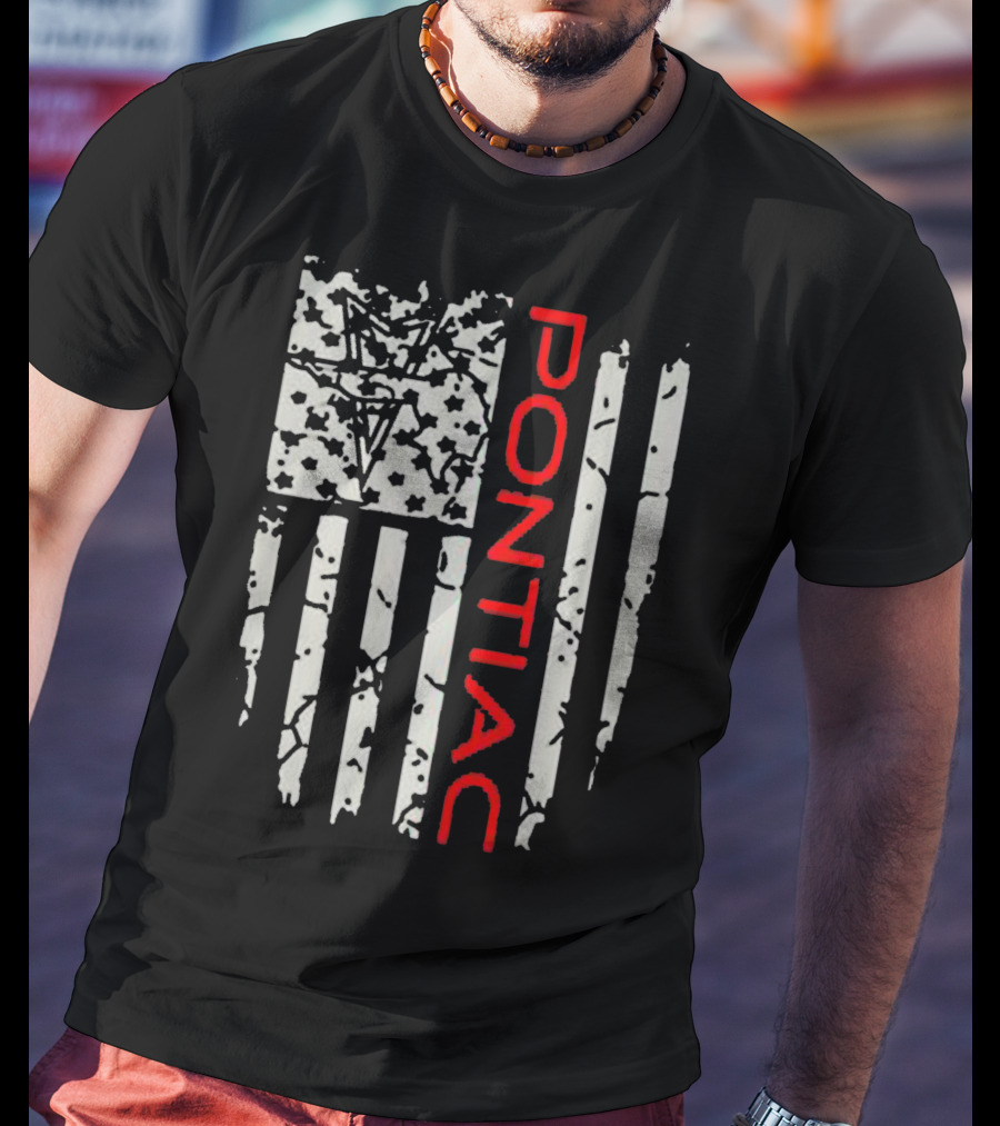 Pontiac Distressed American Flag With Firebird Emblem T-Shirt