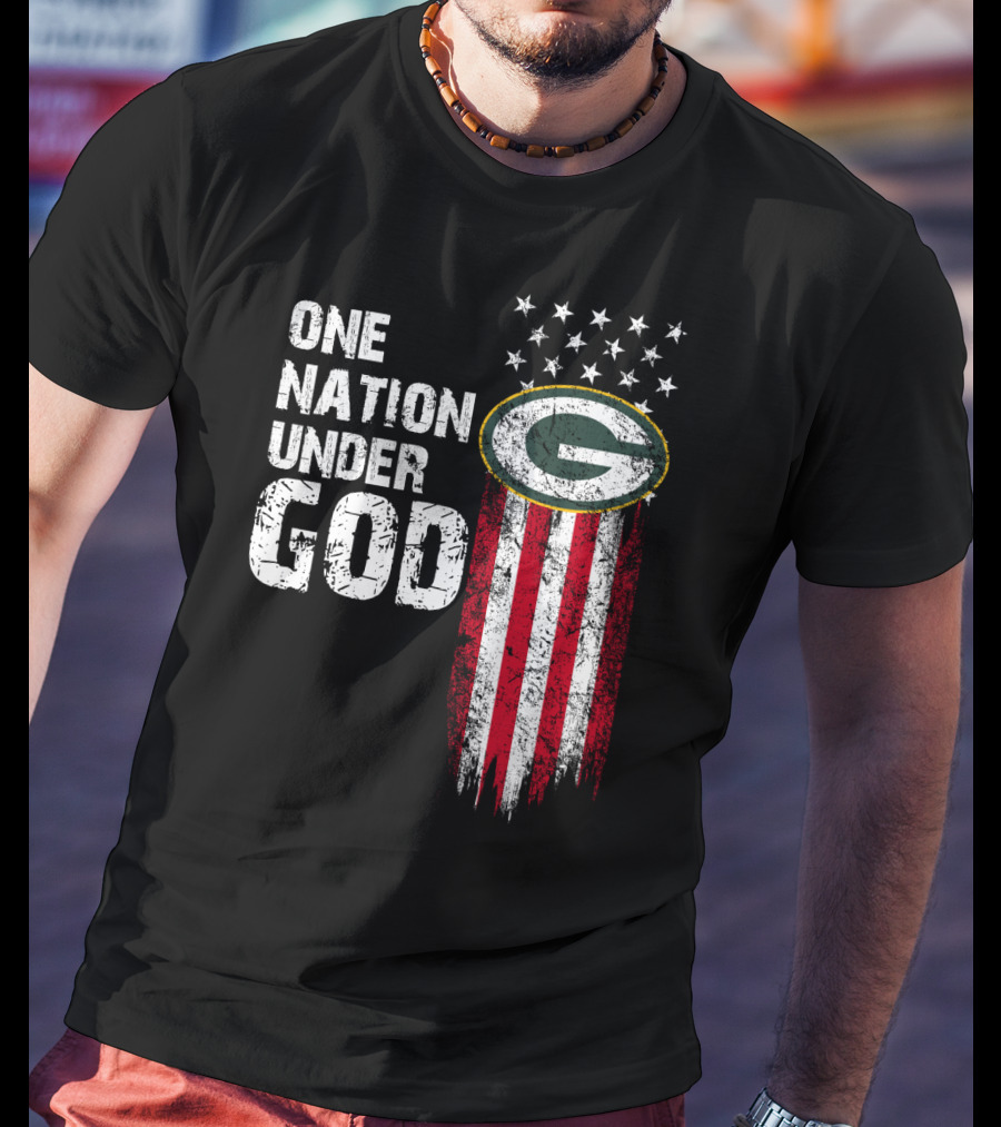 Green Bay Packers One Nation Under God Stars And Stripes T-Shirt