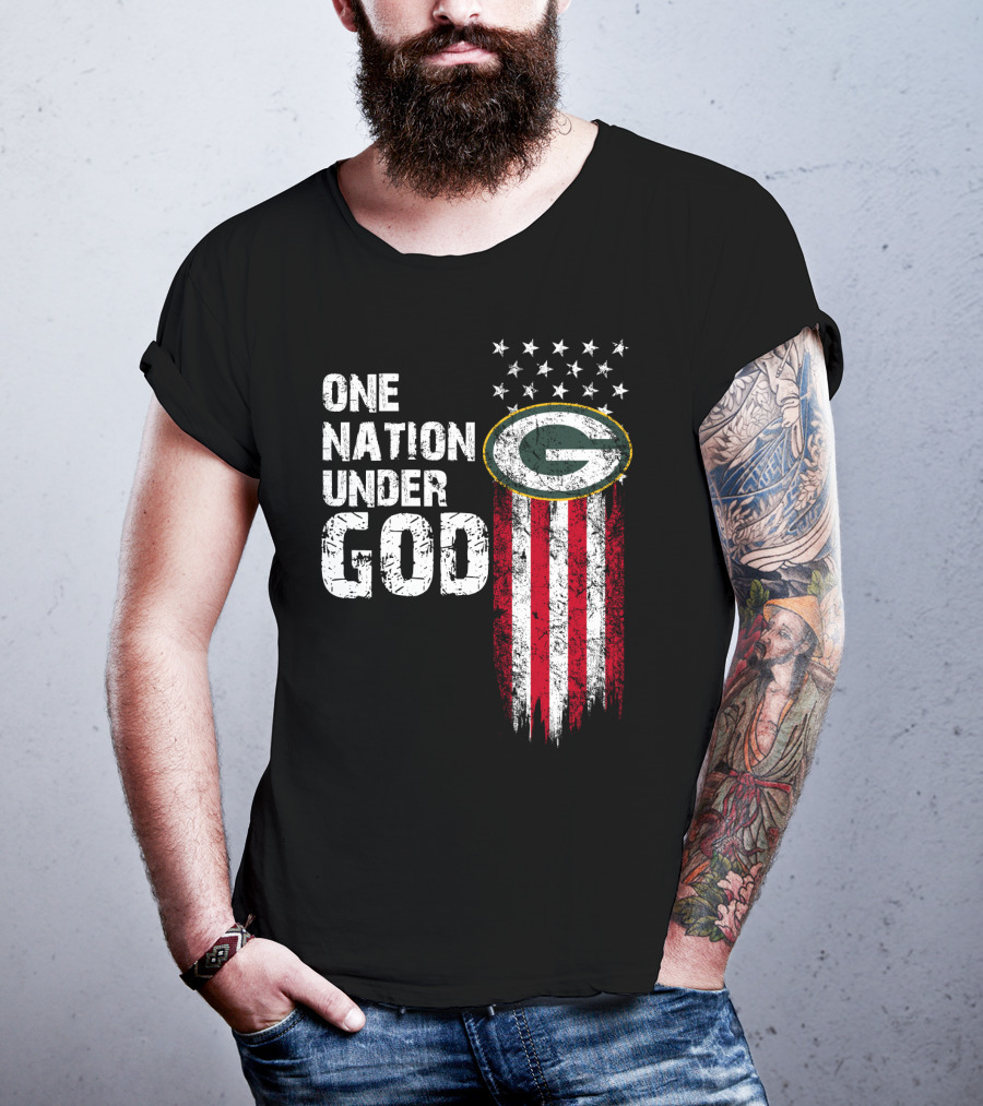 Green Bay Packers One Nation Under God Stars And Stripes T-Shirt