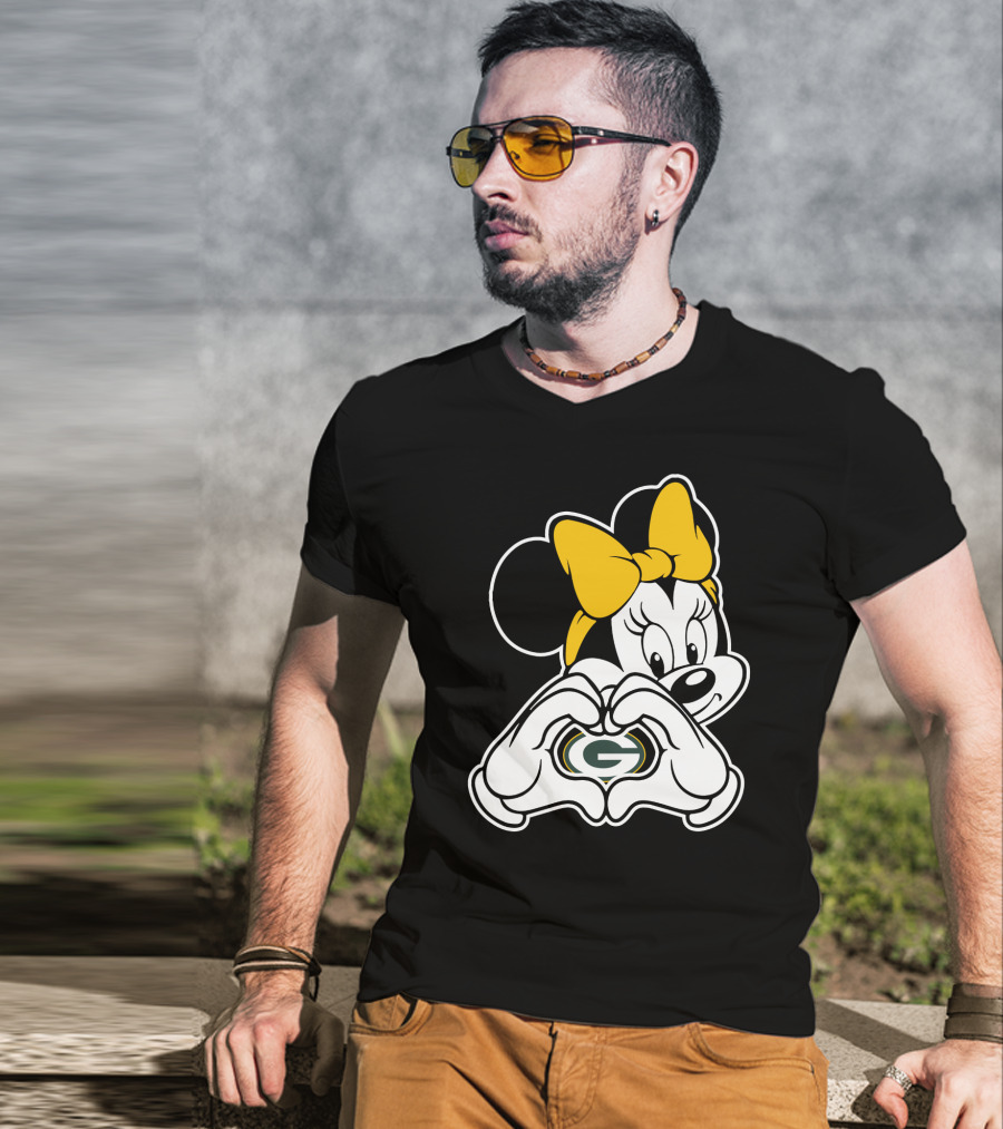 Minnie Mouse Heart Green Bay Packers T-Shirt