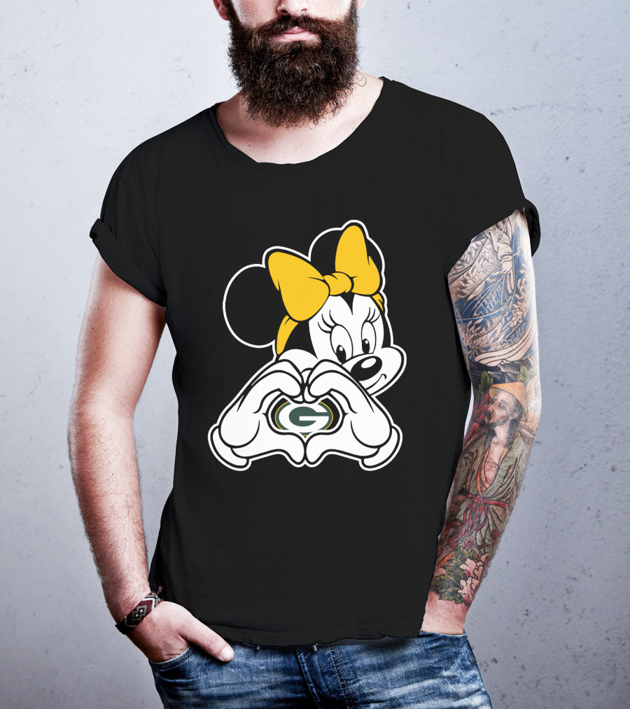 Minnie Mouse Heart Green Bay Packers T-Shirt