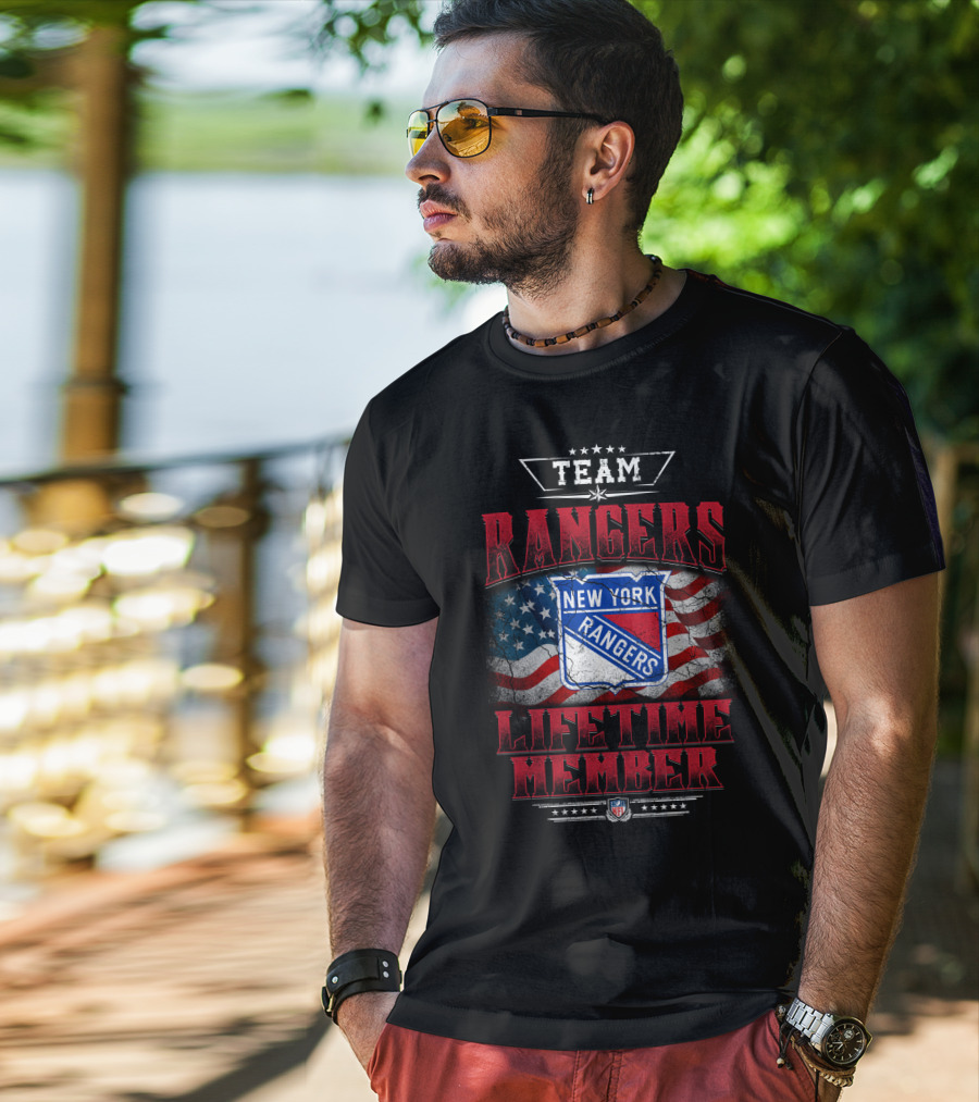 Team New York Rangers Lifetime Member Nfl American Flag T-Shirt