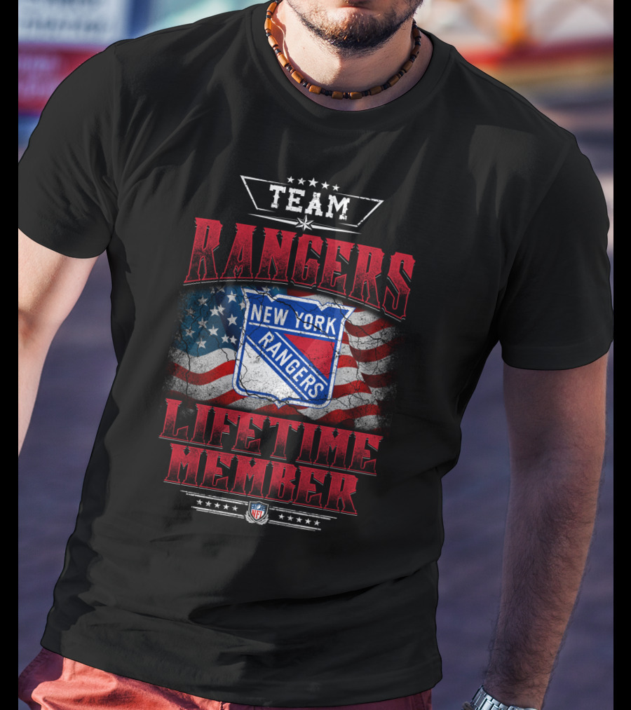Team New York Rangers Lifetime Member Nfl American Flag T-Shirt
