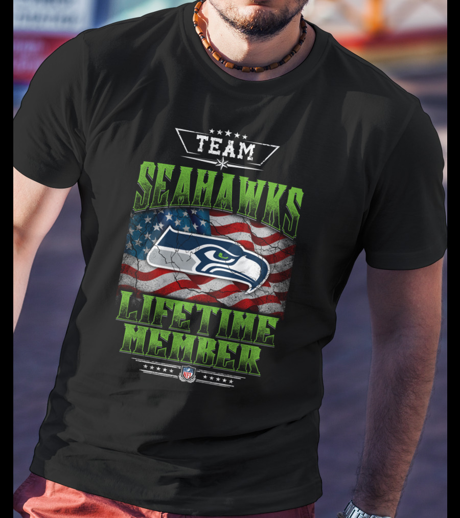 Team Seahawks Lifetime Member Nfl American Flag T-Shirt