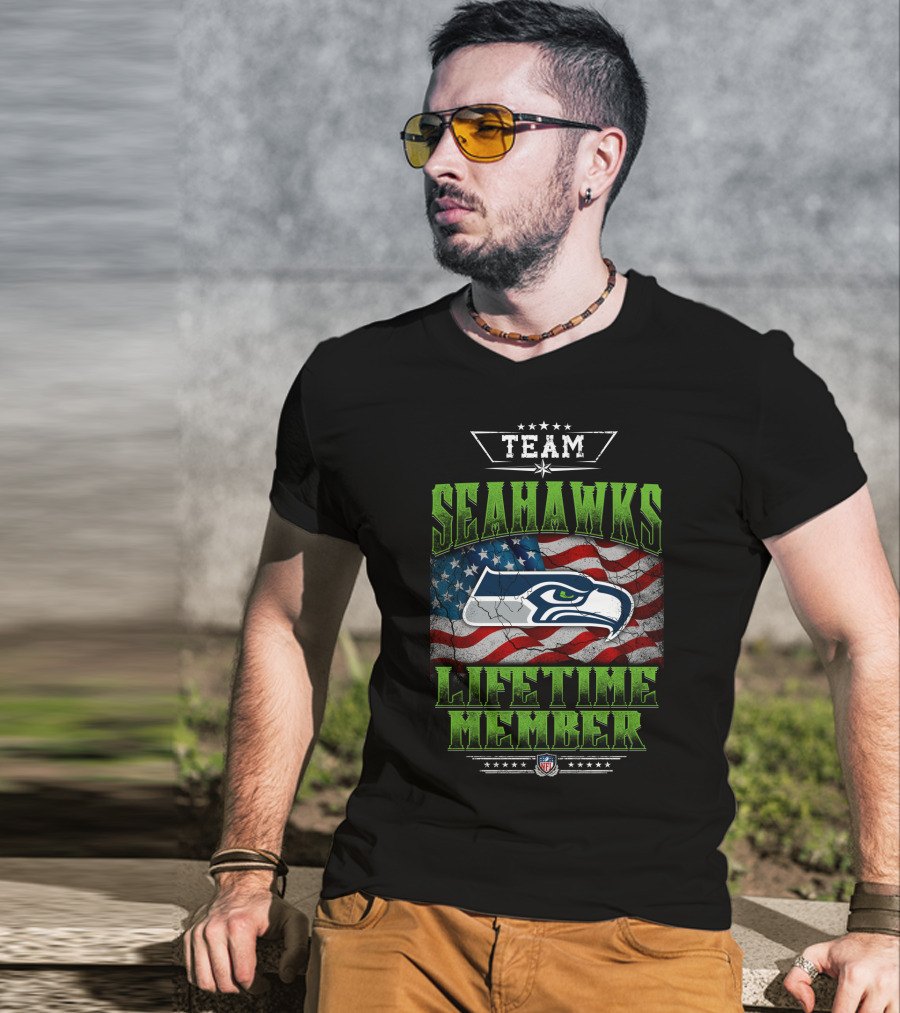 Team Seahawks Lifetime Member Nfl American Flag T-Shirt