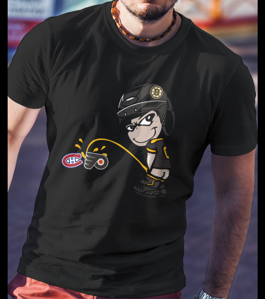 Boston Bruins Rivalry Hockey Toilet Humor Montreal Canadiens Philadelphia Flyers T-Shirt