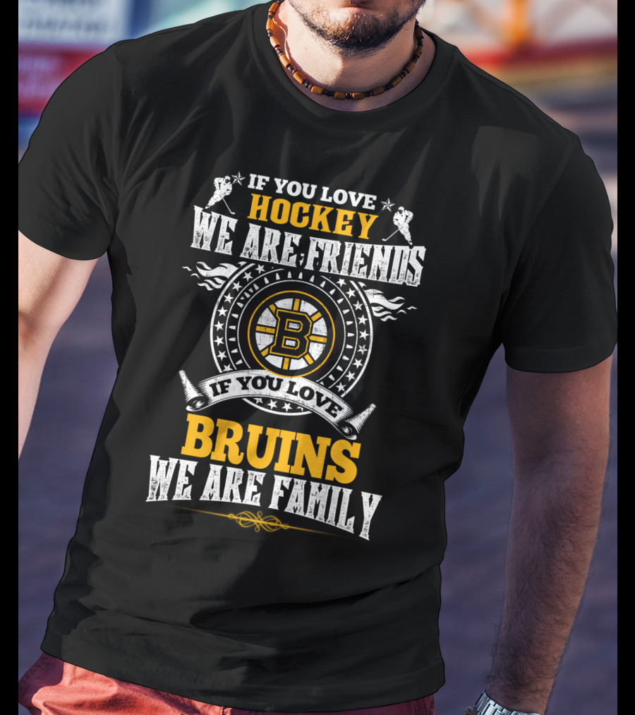 If You Love Hockey We Are Friends If You Love Bruins We Are Family T-Shirt