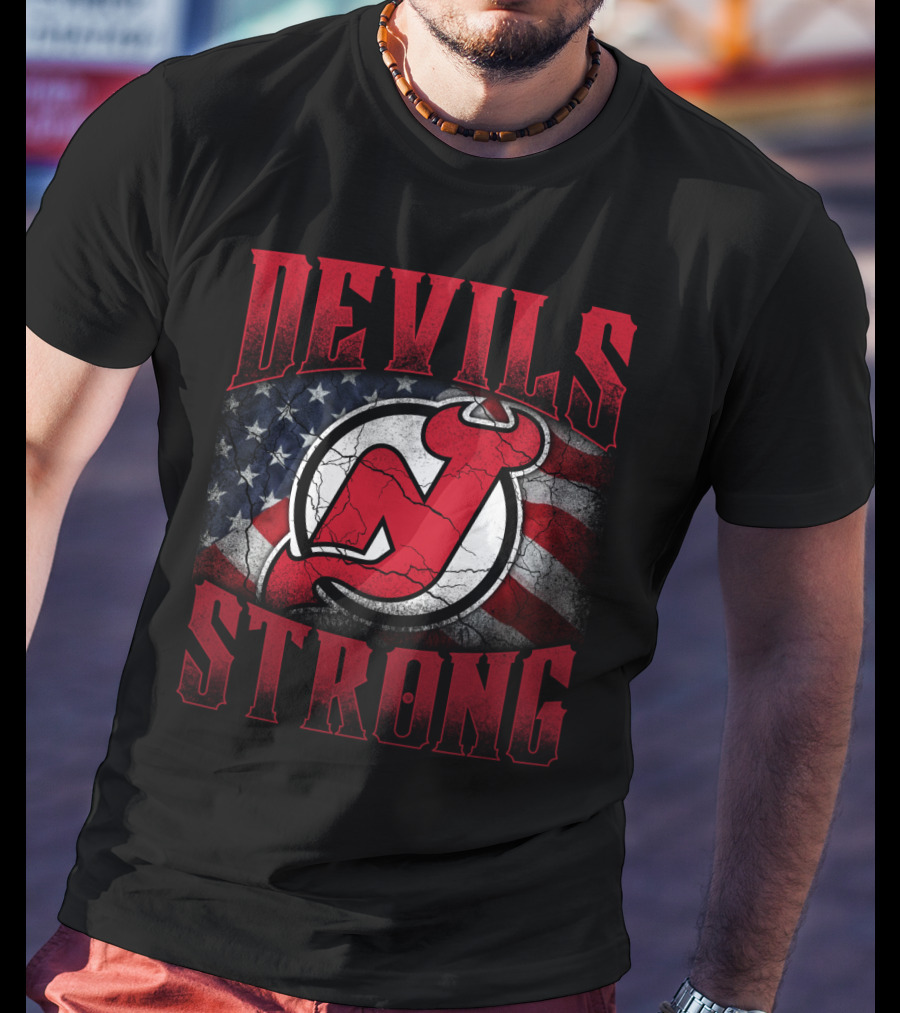 Devils Strong New Jersey Devils American Flag T-Shirt
