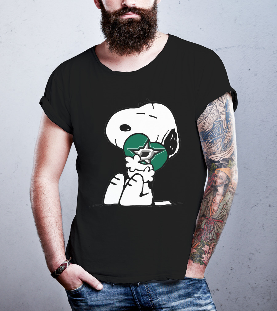 Snoopy Dallas Stars Hugging Nhl Hockey T-Shirt