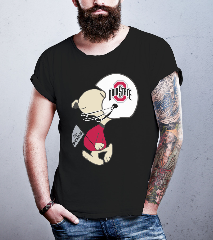 Snoopy Ohio State Buckeyes Go Buckeyes Football Helmet T-Shirt