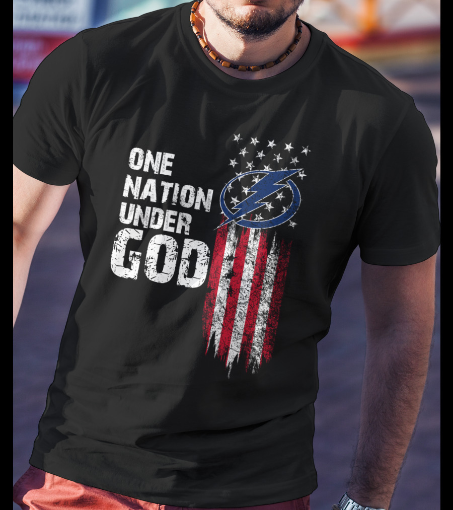 One Nation Under God Tampa Bay Lightning Flag T-Shirt