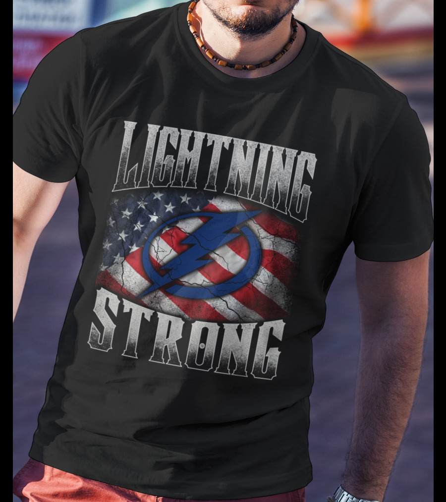 Lightning Strong Tampa Bay American Flag T-Shirt