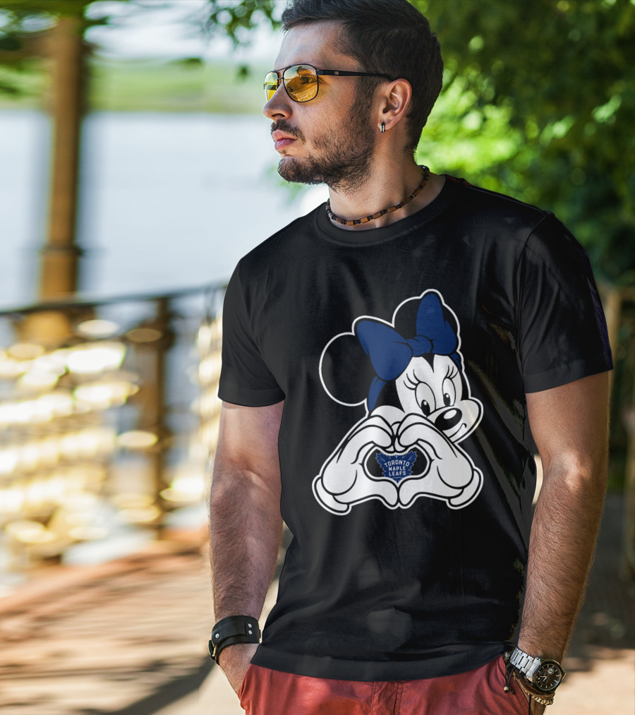 Toronto Maple Leafs Minnie Mouse Heart Hands T-Shirt