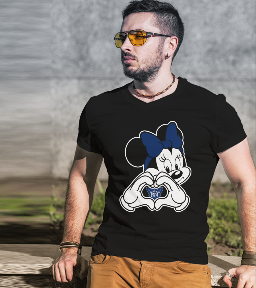 Toronto Maple Leafs Minnie Mouse Heart Hands T-Shirt