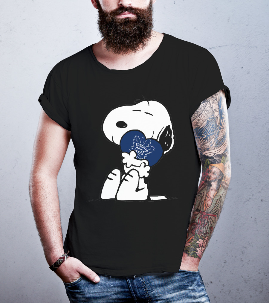 Snoopy Holding Toronto Maple Leafs Heart-Shaped T-Shirt