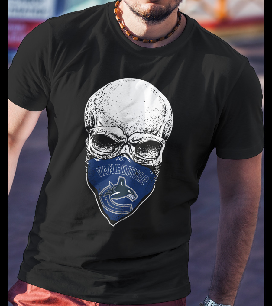 Vancouver Canucks Skull Hockey Team Fan Mask T-Shirt