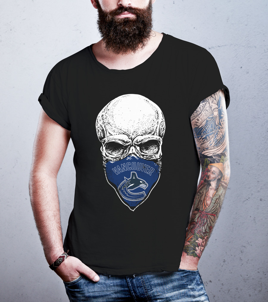 Vancouver Canucks Skull Hockey Team Fan Mask T-Shirt