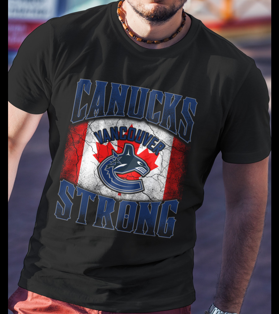 Vancouver Canucks Strong Canadian Flag Hockey T-Shirt