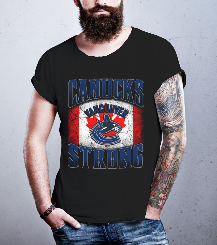 Vancouver Canucks Strong Canadian Flag Hockey T-Shirt