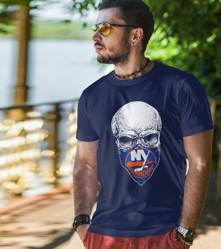 Ny Islanders Skull Logo Hockey Fan T-Shirt
